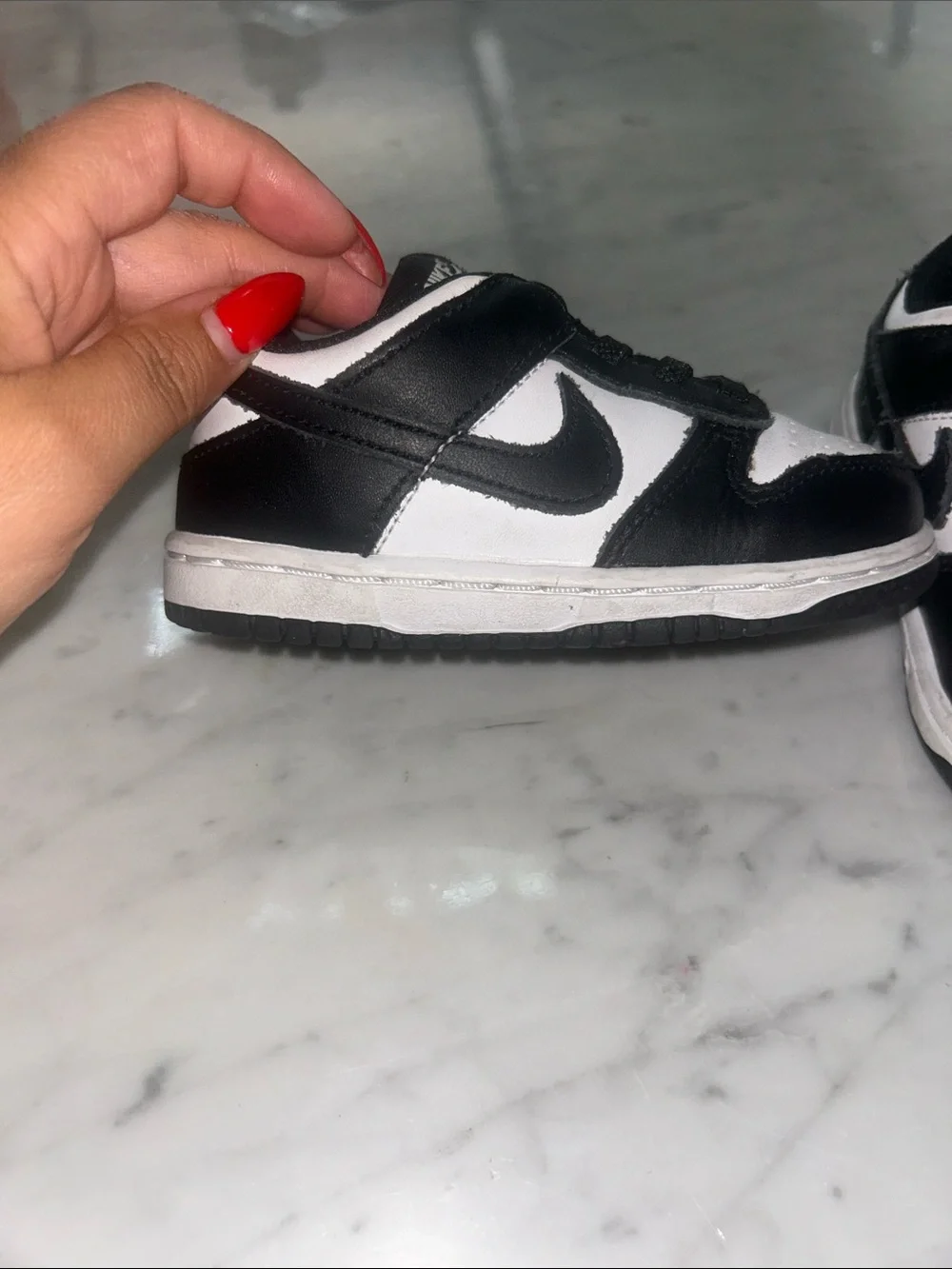 Nike Kids Black and White Panda Low-Top Sneakers Sz 7C